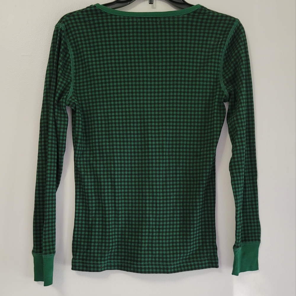 Chaps Long Sleeve Black and Green 100% Cotton Plaid Pajama Top Size Small - Picture 2 of 3